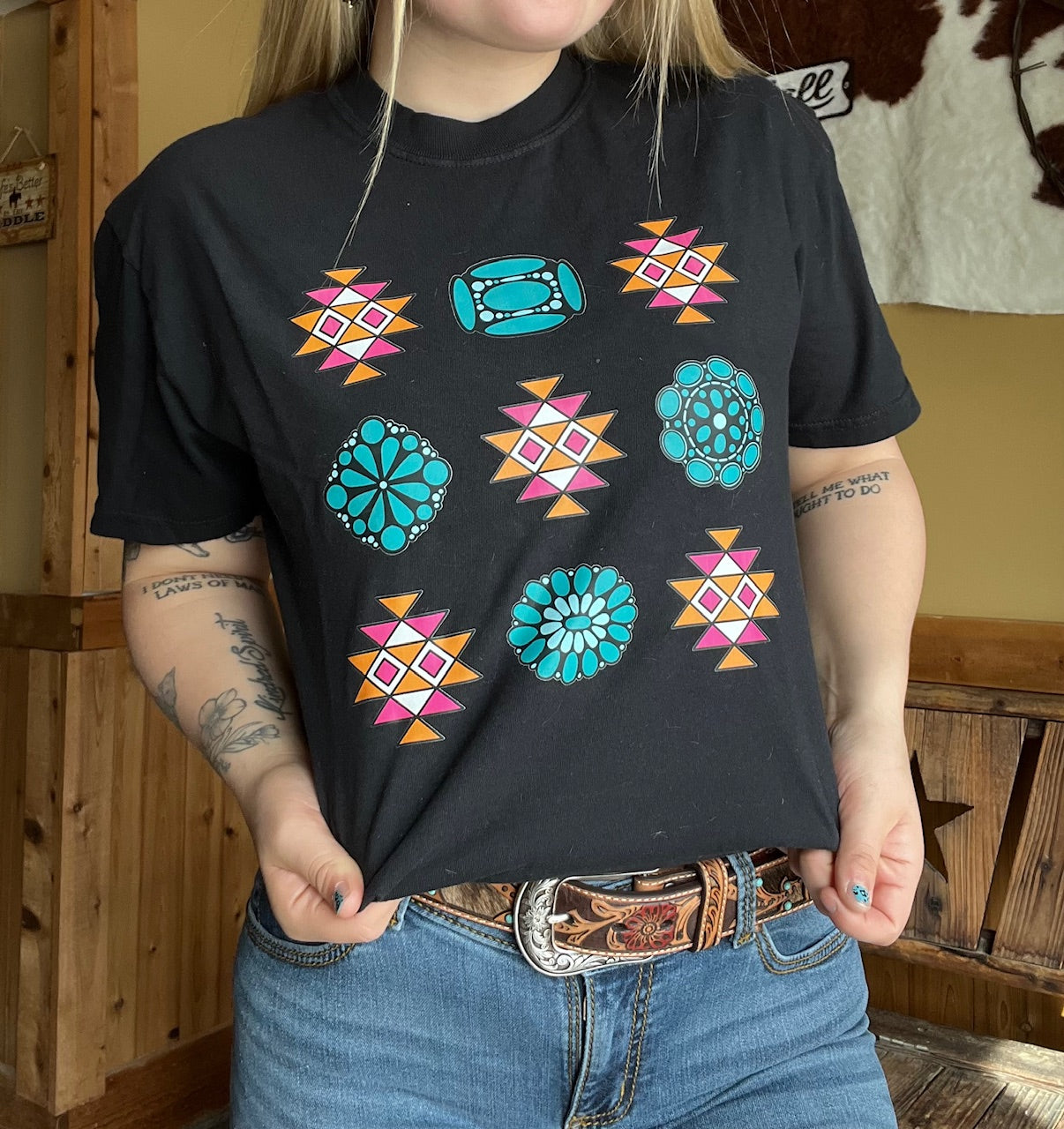 Aztec and turquoise T-shirt