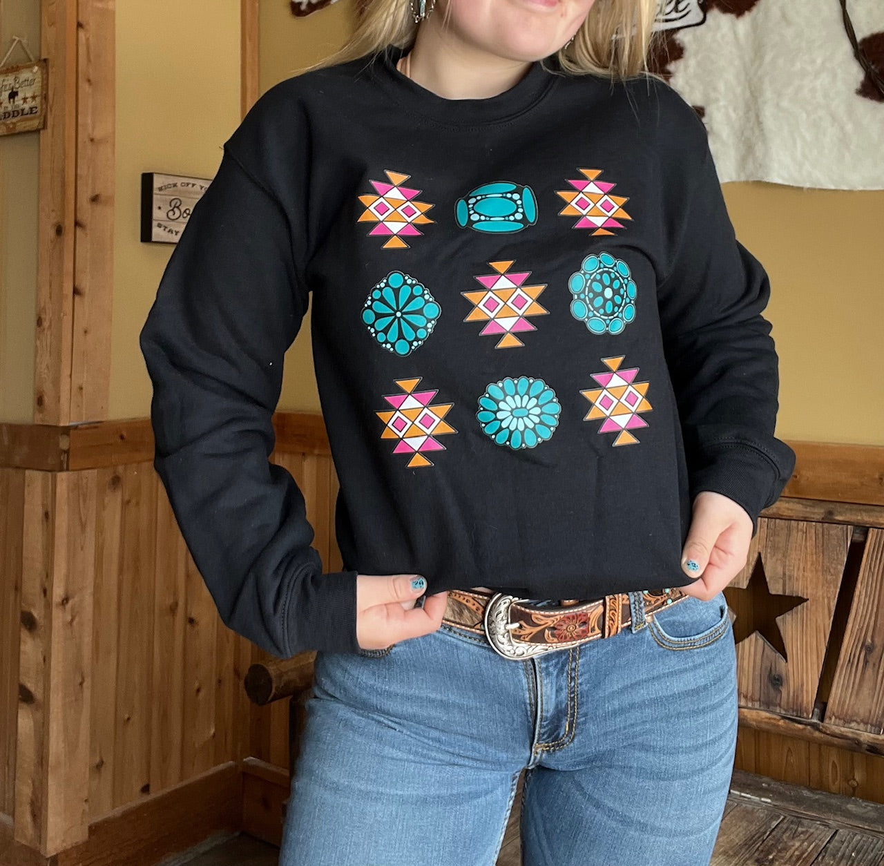 Aztec and turquoise sweatshirt