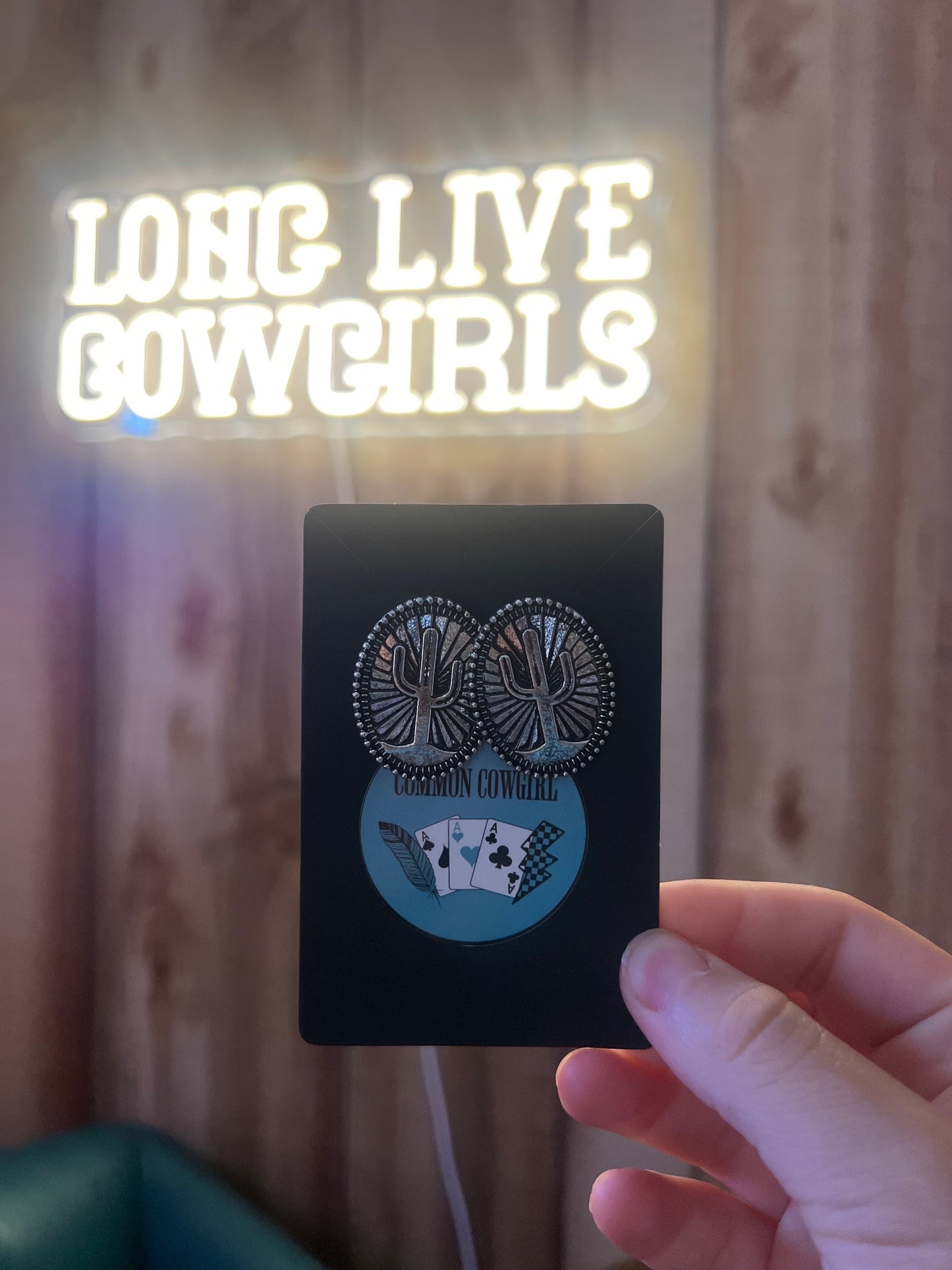 Etched cactus earrings