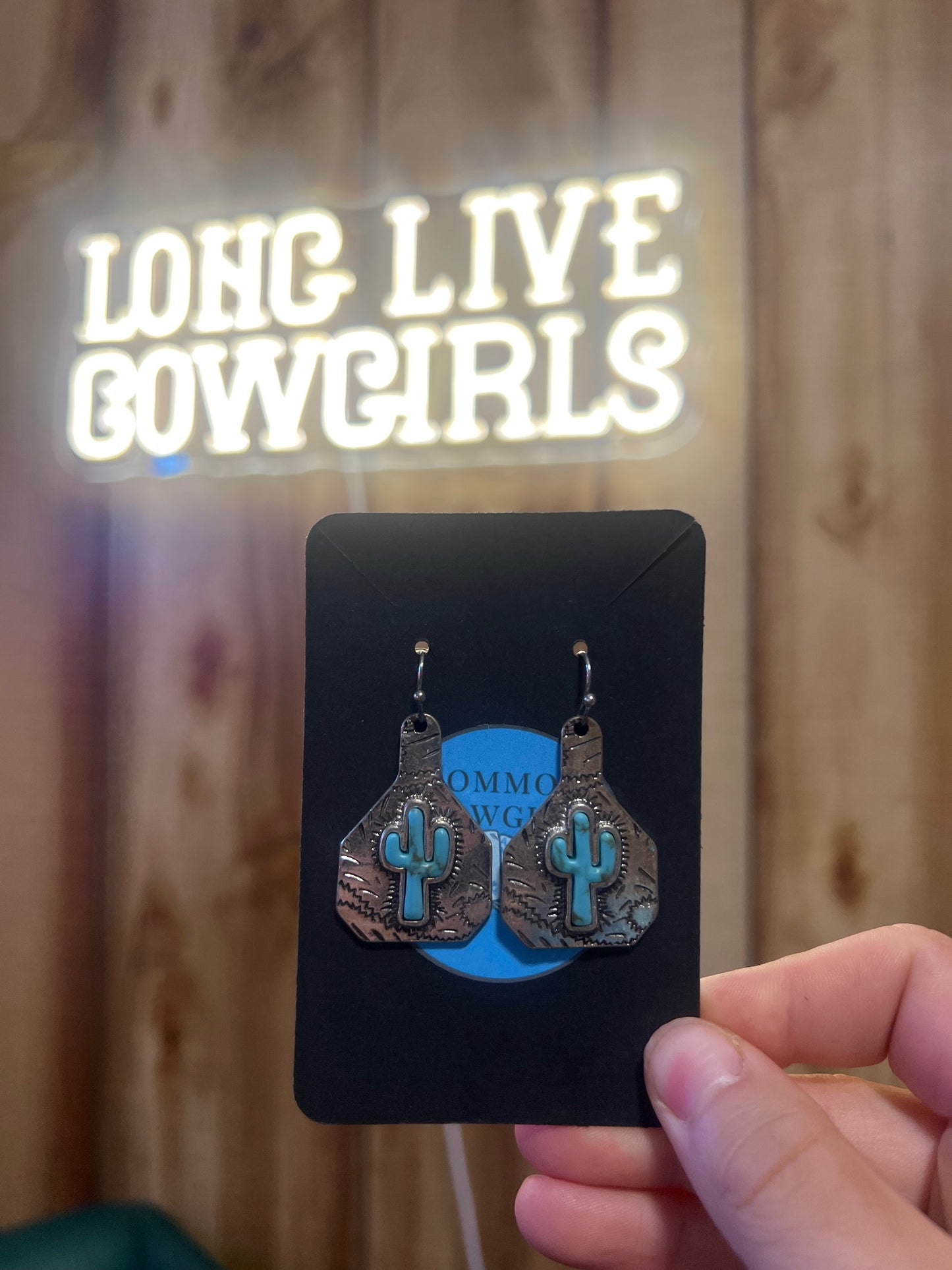 Cactus cowtag earrings