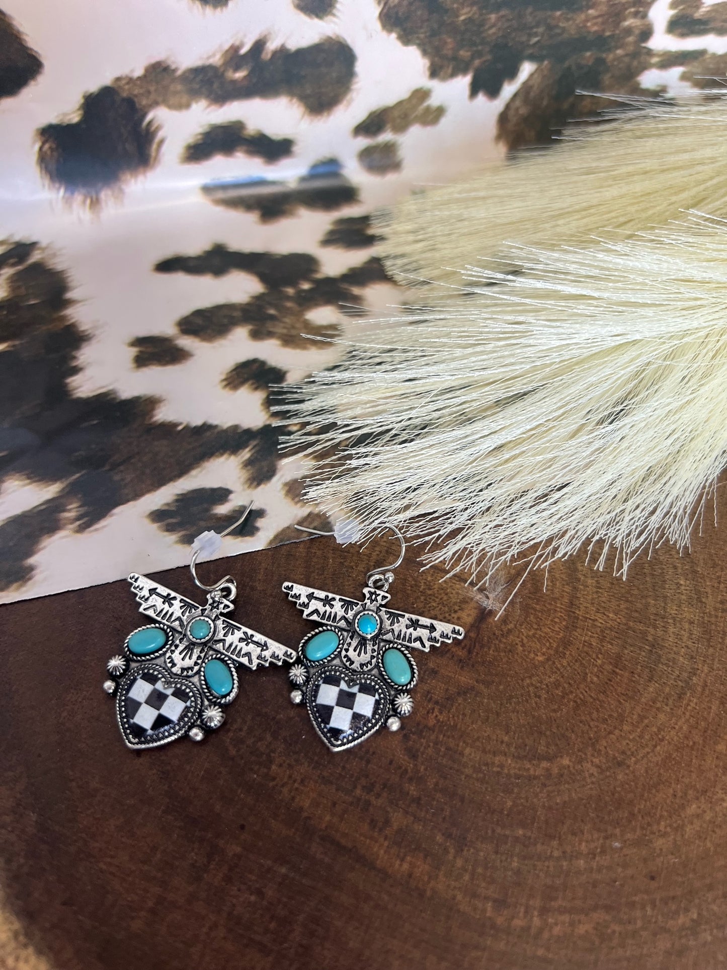 Checkered Thunderbird Earrings