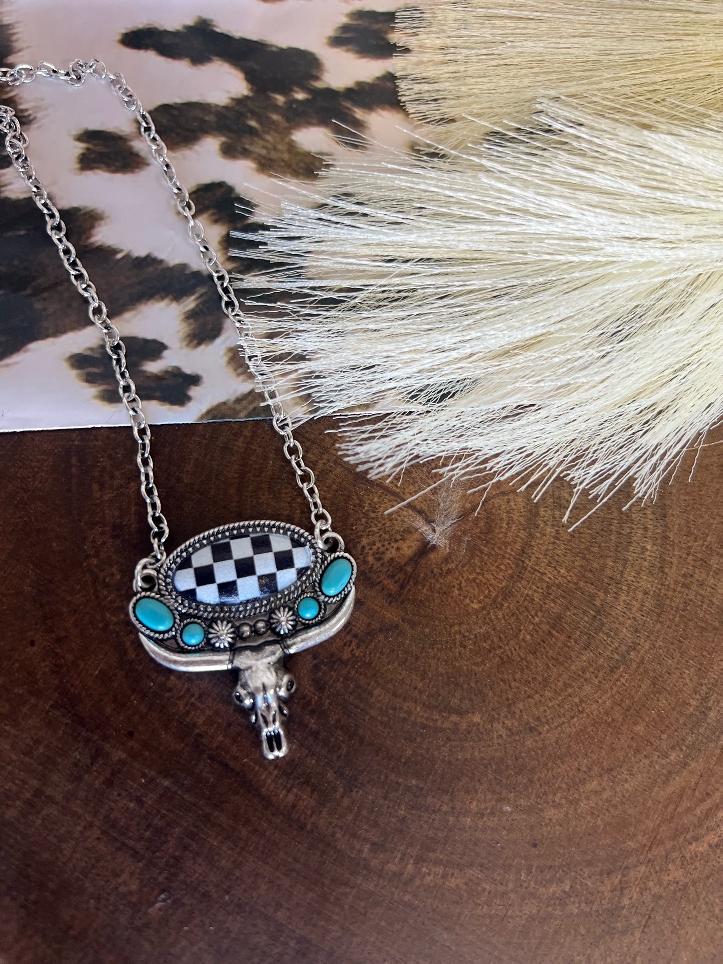 Checkered Longhorn Necklace